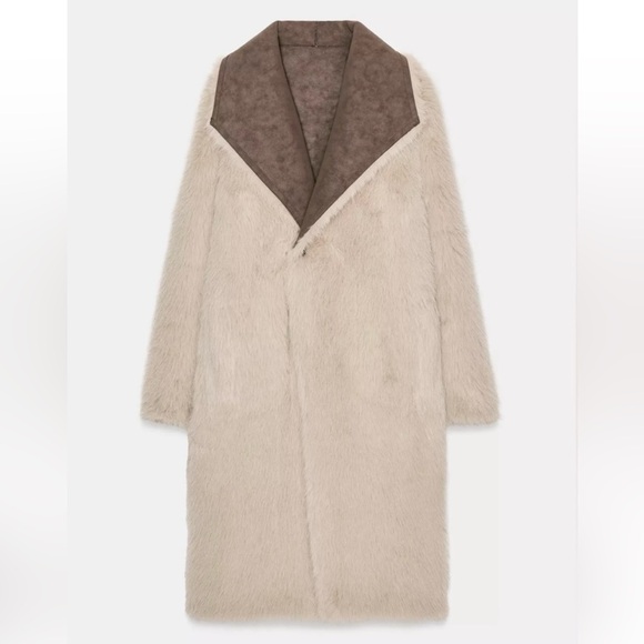 New ZARA Reversable Faux Fur Double-Faced Coat - Picture 16 of 16